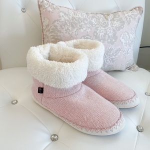 Pink Knit Booties Slippers